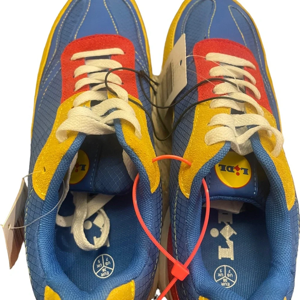 Lidl and Djibril Cisseé Blue Yellow Red Tennis Shoes December 2022 Womens Size 7 - Picture 6 of 10